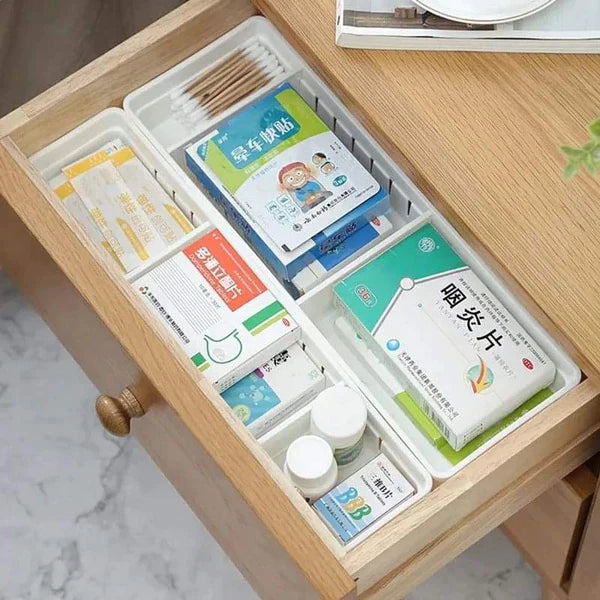 Adjustable drawer storage box