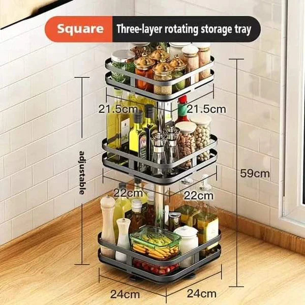 3 Tier Multipurpose Rotating Spice Rack