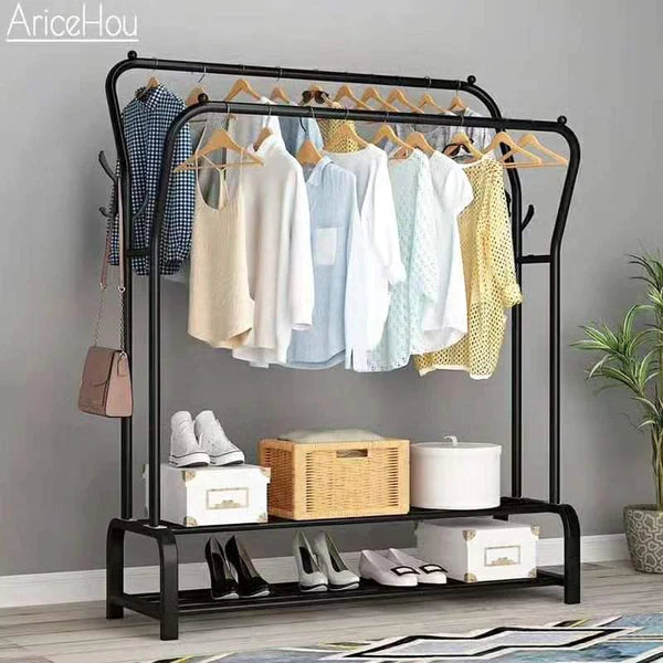 Curved Double Pole Cloth Rack