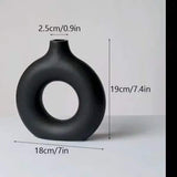 Black Donut Shape Ceramic Flower Vase