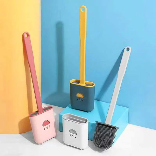 Flat head silicon toilet brush