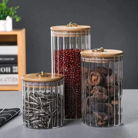 3pcs set Airtight Kitchen Glass Storage Jars