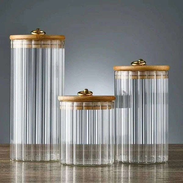 3pcs set Airtight Kitchen Glass Storage Jars