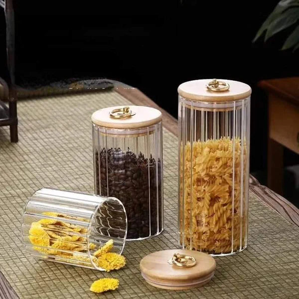 3pcs set Airtight Kitchen Glass Storage Jars