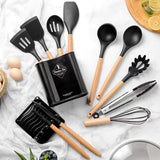 12 pcs Silicon spoon set with spoon holder and spoon/lid rest