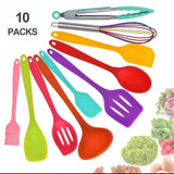 Multicoloured Heat Resistant Silicone Spoon Set 10pcs