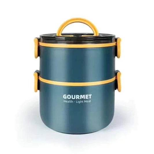 Double Deck Stainless Steel Round Insulated Lunch Box