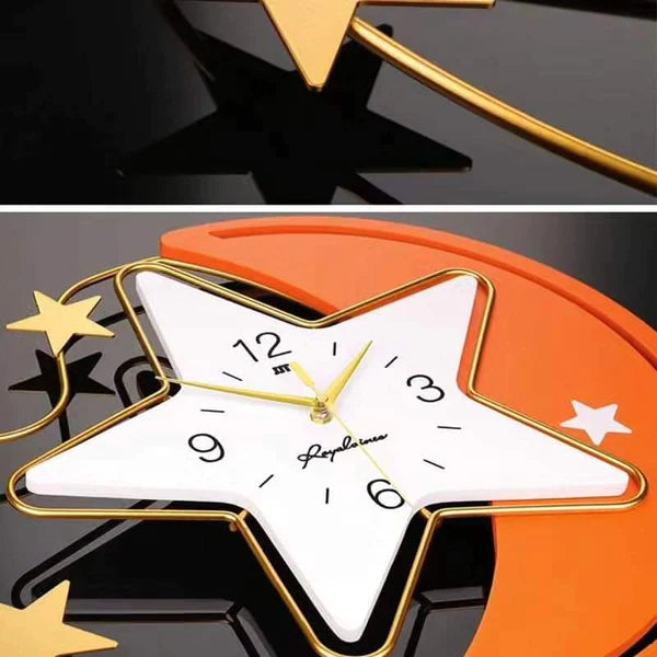 Orange Star Hall Silent Mechanic Wall Clock