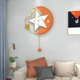 Orange Star Hall Silent Mechanic Wall Clock