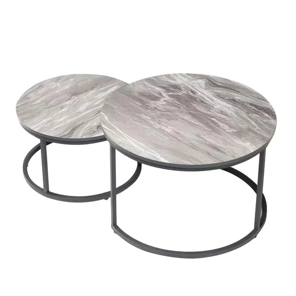 PURE MARBLE Nesting Table with Black Stands Homelux Kenya