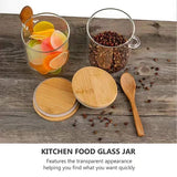 Glass spice/ Storage Canister with Wooden Spoon