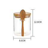 Glass spice/ Storage Canister with Wooden Spoon