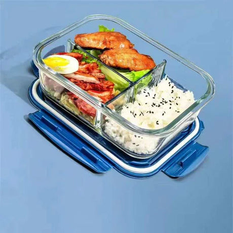 3 Grid Microwave 1200mls- Safe Borosilicate Glass Lunch Box