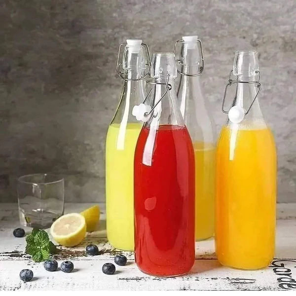 Airtight Beverage bottles with clip lock lids