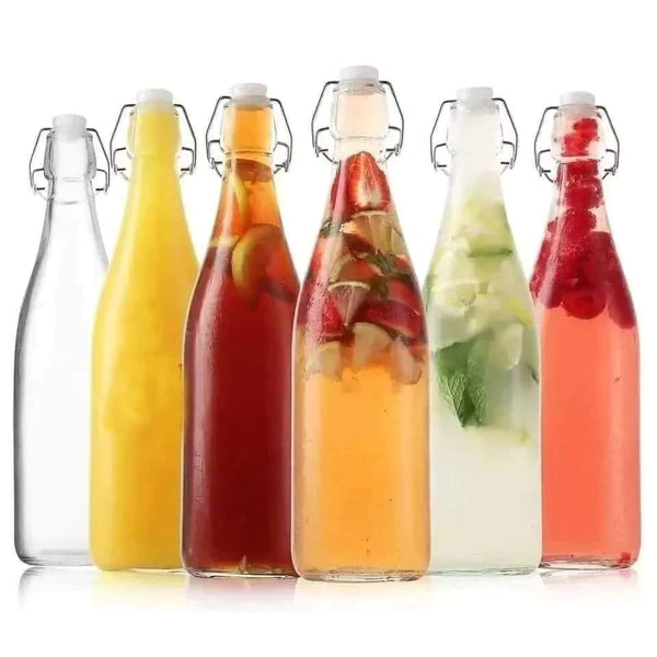 Airtight Beverage bottles with clip lock lids