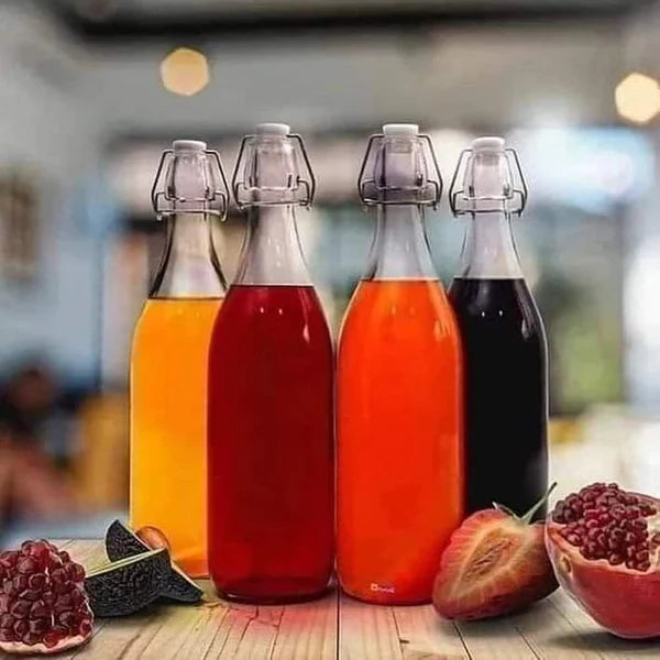 Airtight Beverage bottles with clip lock lids