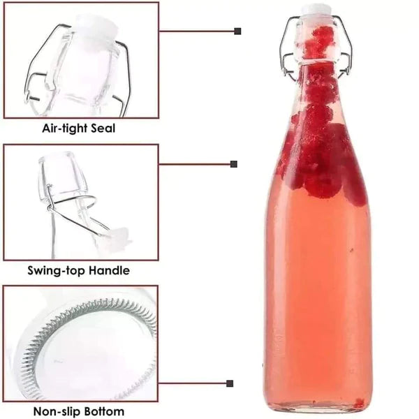 Airtight Beverage bottles with clip lock lids