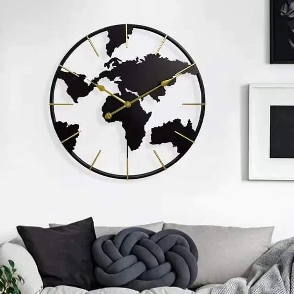 Earth Globe World Map Wall Clock 24inch 60cm
