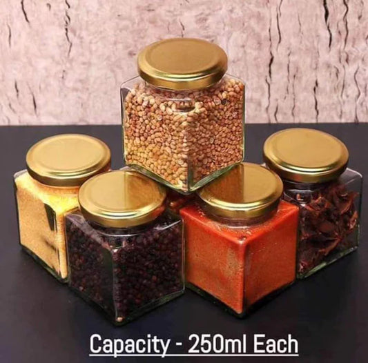 6pcs 250ml Square Spice Jars