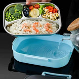 4 Grid Stainless Steel Lunch Box With Spoon and Chopsticks