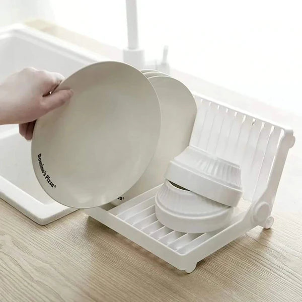 Kitchen Foldable Dish Plate Drying Rack Organizer