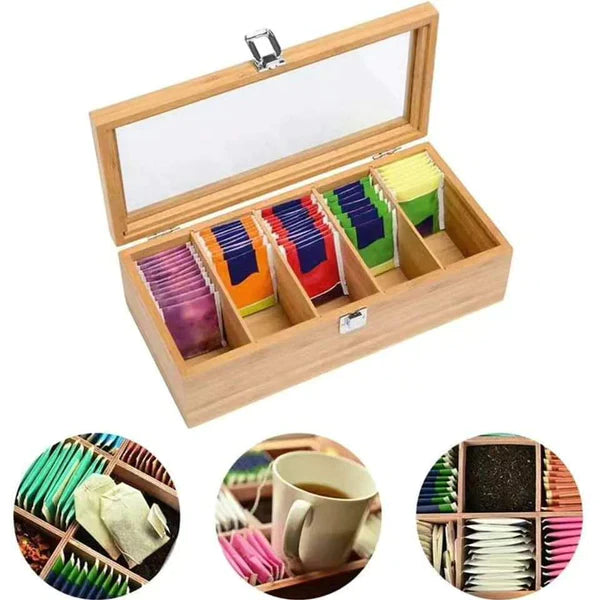 Bamboo Container Box Tea Organizer