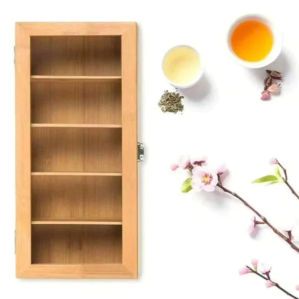 Bamboo Container Box Tea Organizer