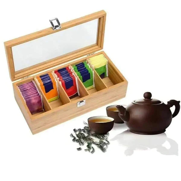 Bamboo Container Box Tea Organizer