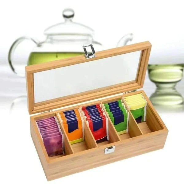 Bamboo Container Box Tea Organizer