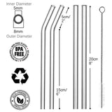 4 Pcs Reusable Glass Straws 8mm