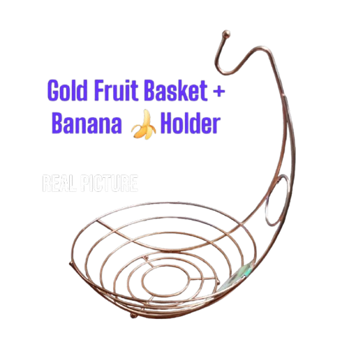 Gold Fruit Basket &  Banana Holder