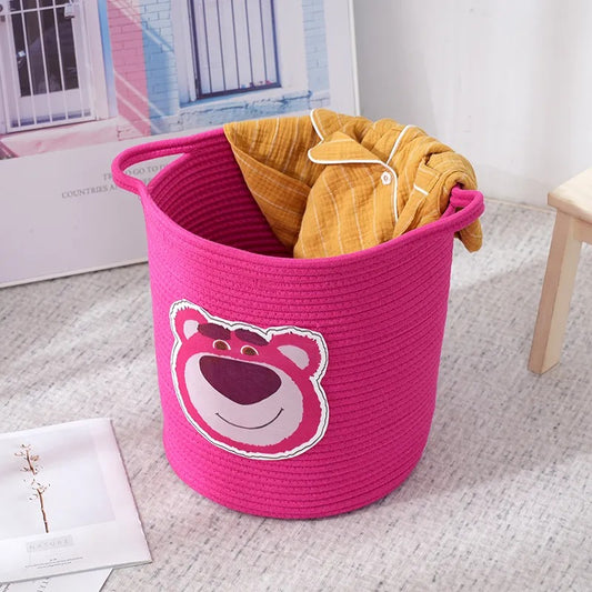 Woven Storage Basket Cotton Rope Basket with cartoon images Laundry Hamper