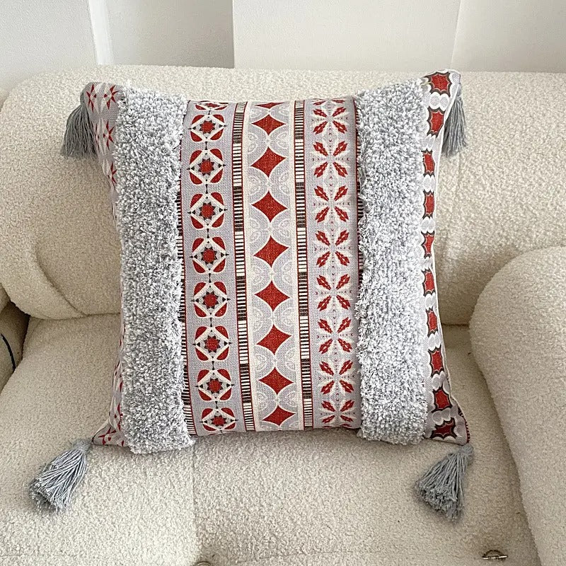 Boho Style Tufted Tassel Throw Pillow Cover/Pillowcase