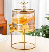 3.6L golden steel base borosilicate bucket golden glass dispenser