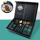 Silverware Set, 24 Piece Stainless Steel Cutlery Cutlery Cutlery Cutlery Gift Craft Box Set