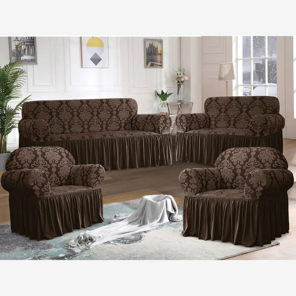 Streachable Sofa Cover with Skirting 7 seater 3.2.1.1