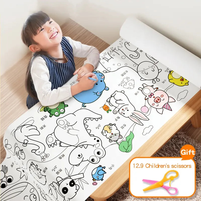 Children's Drawing Roll Coloring Paper 10m long for Kid Early Educational Birthday Party Gift