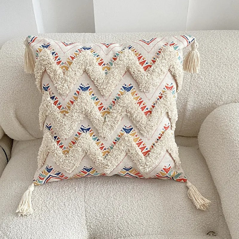 Tuffed Boho Vintage Cotton Pillow Cover