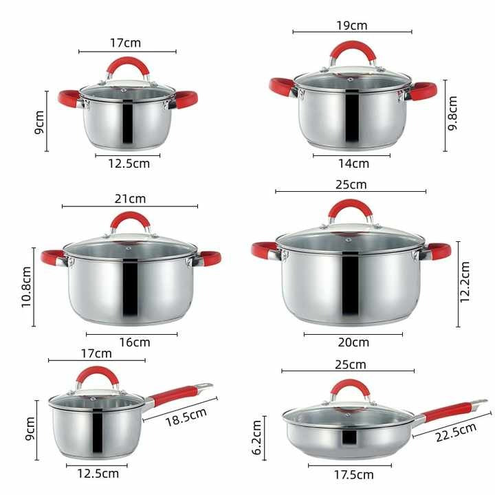 Swiss 12pcs Stainless Steel Cookware Sets Kitchen Cooking Pots for Induction Cooker