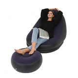 2-IN-1 Inflatable Lounge Sofa Bed Set, Portable Lazy Flocking with Footstool