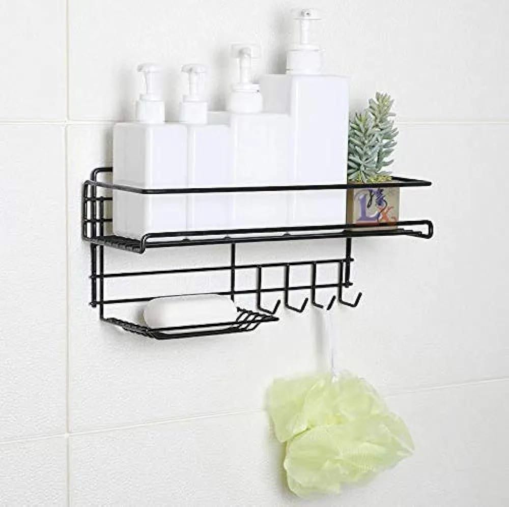 Heavy duty rectangular Self-Adhesive bathroom rack