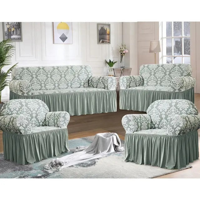 Streachable Sofa Cover with Skirting 7 seater 3.2.1.1