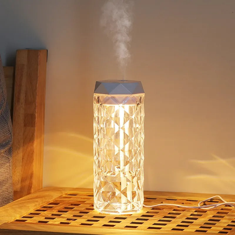 USB Desktop Crystal Humidifier  Night Light 900ml Mist Aroma Diffuser Home Bedroom Humidifier Purifier