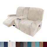 Recliner Velvet Reclining Sofa Slipcovers Cream 7 SEATER