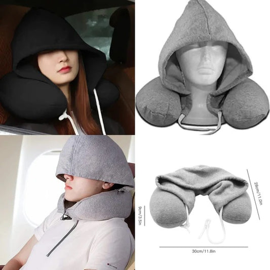 Microfiber Travel Neck Pillow with Hoodie