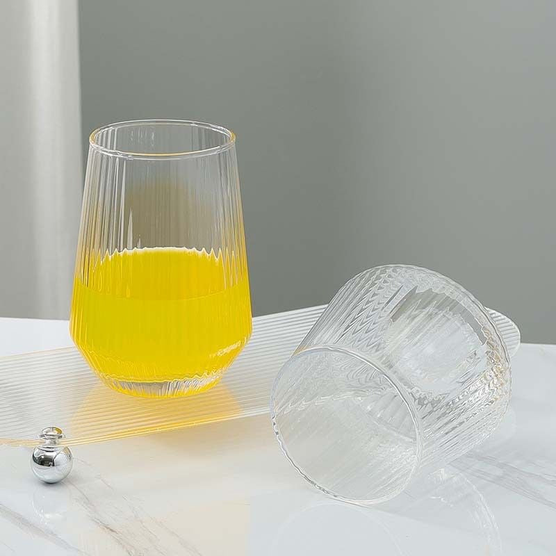 6pcs Stemless Ribbed Aesthetic Crystal Glass Set – 400ml