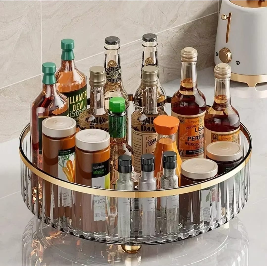 360-degree Rotating Turntable Organizer Space Saving Multi-Functional Storage Tray