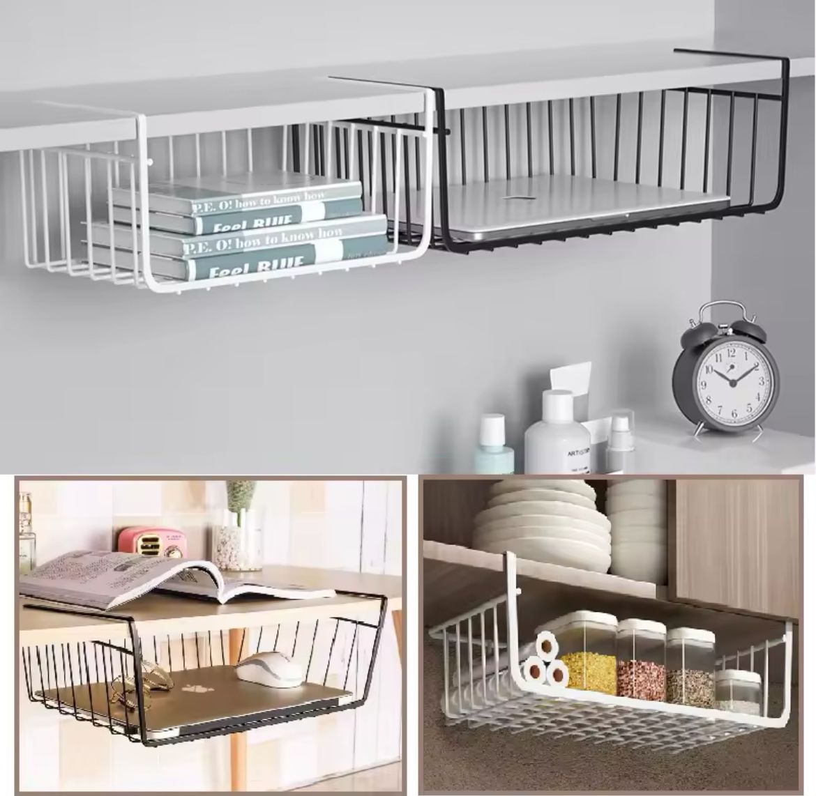 Under shelf organizer 
Metallic