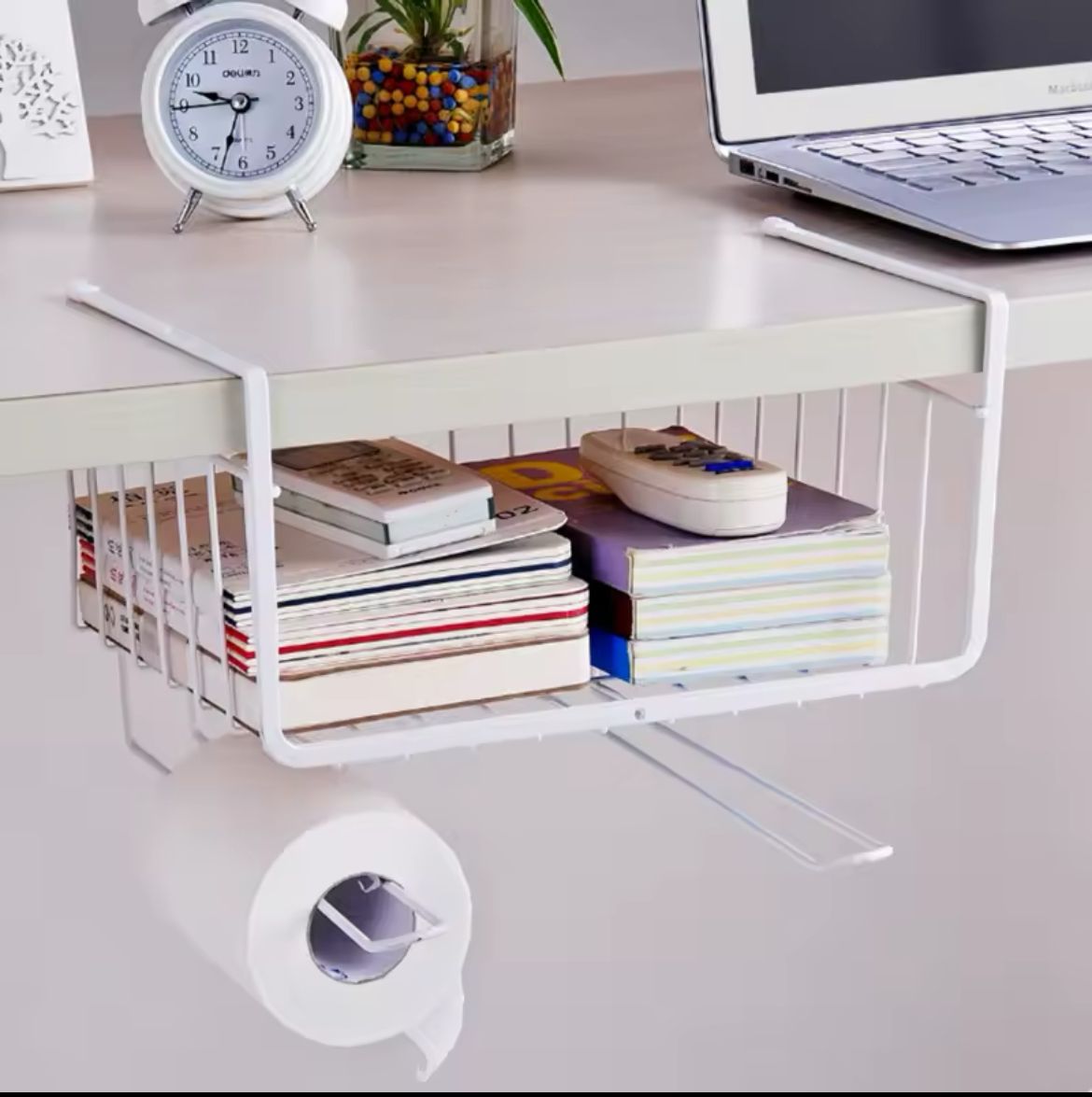 Under shelf organizer 
Metallic