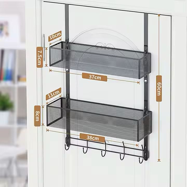 Over the door hanging rack organizer with hooks and basket